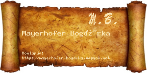 Mayerhofer Bogárka névjegykártya